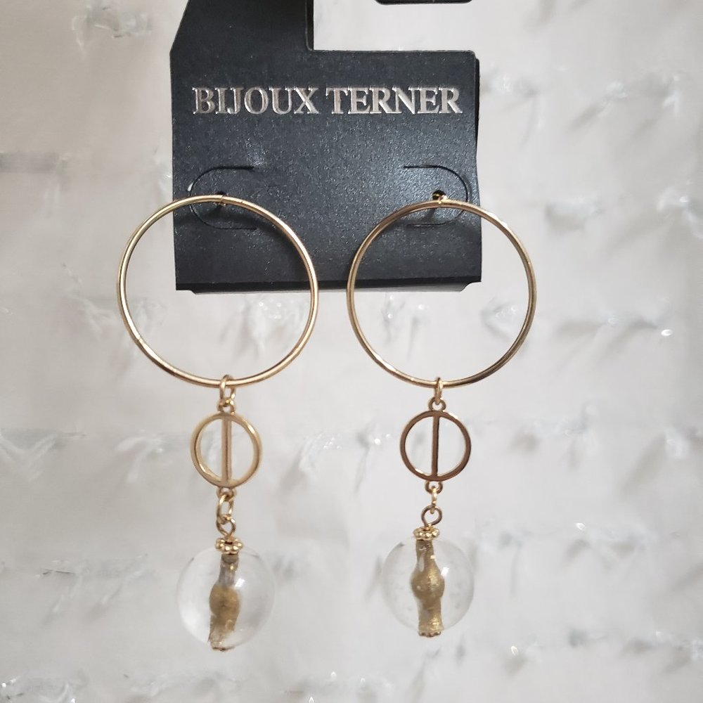 Bijoux Terner Gold Dangly Hoop Earrings